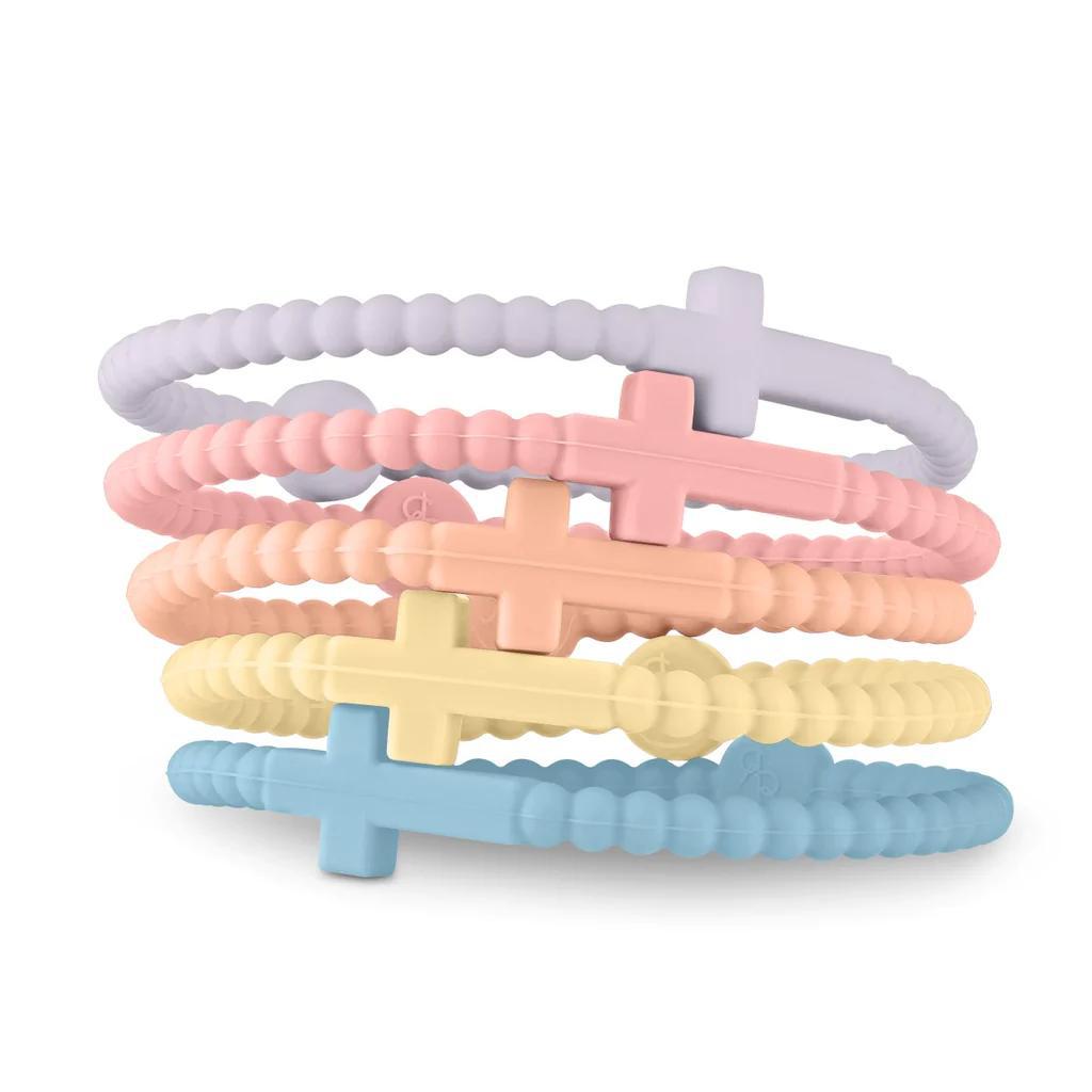 5pcs Candy Color Jesus Bracelets Set for Women Men Simple Colorful Silicone Cross Thin Bracelets Friendship Party Jewelry Gifts