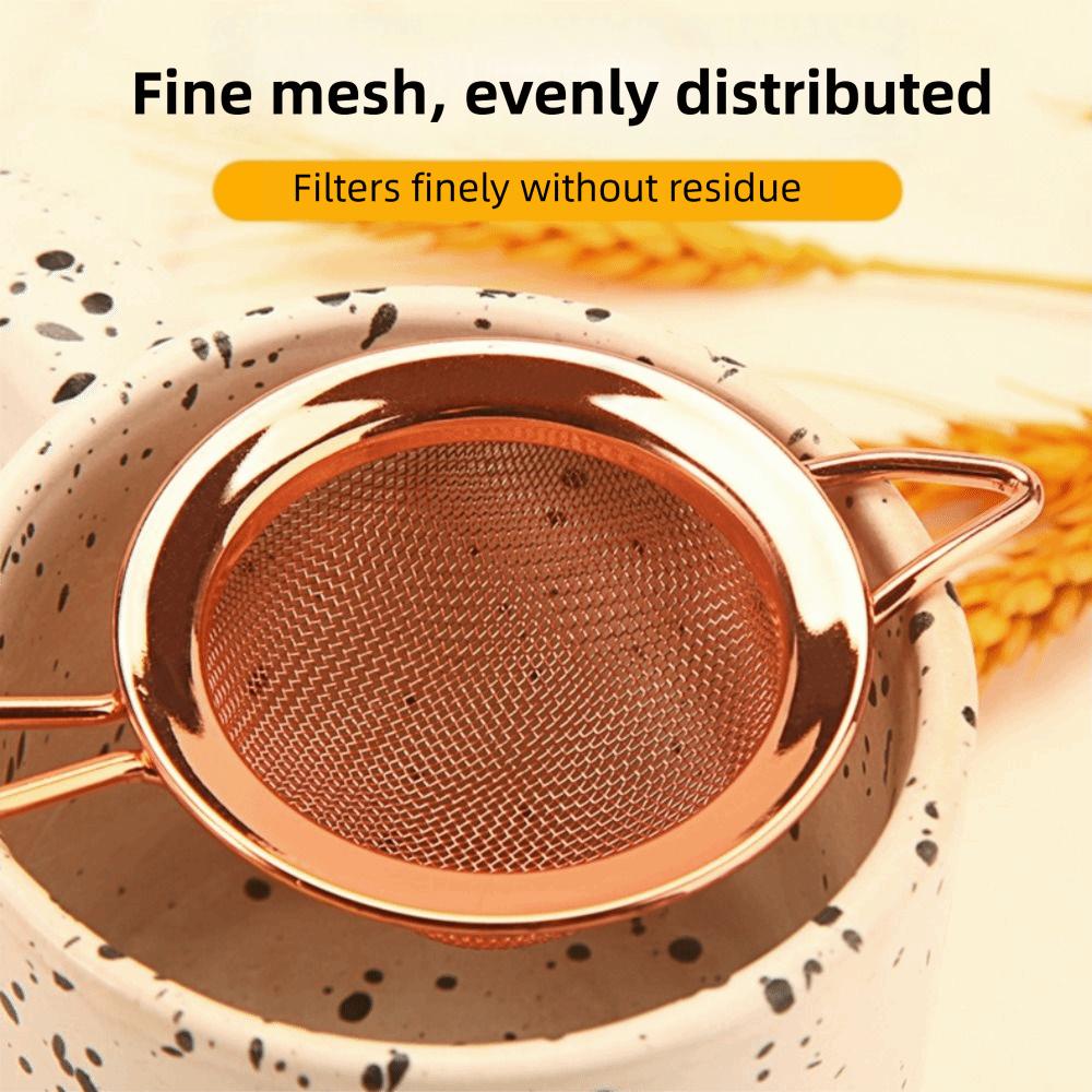 6.5cm Diameter Tea Strainer Long Handle Flour Sifter Portable Kitchen Sieve Cocktail Bar