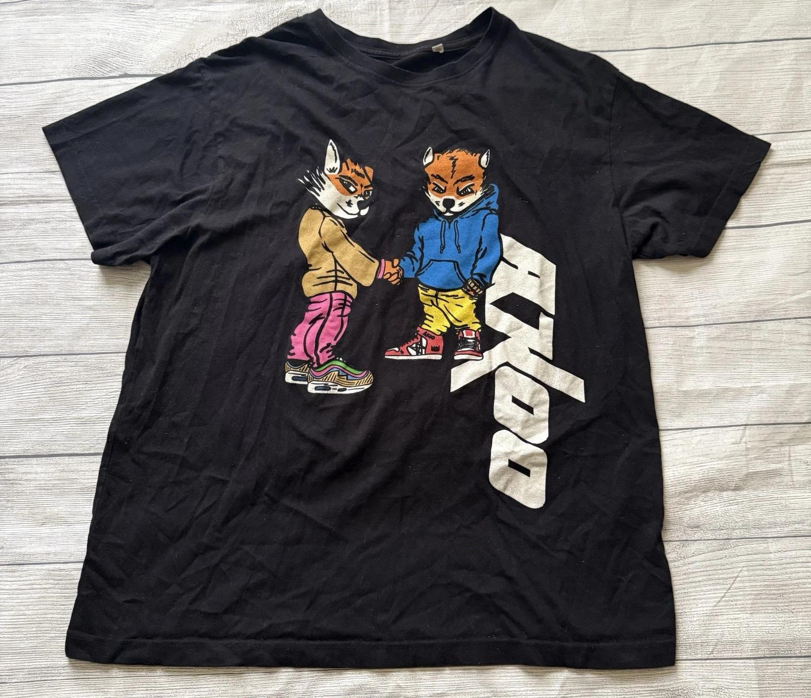 Akoo Fox Handshake T Shirt Black 3XL XXXL Hip Hop Rap Wear Streetwear XL