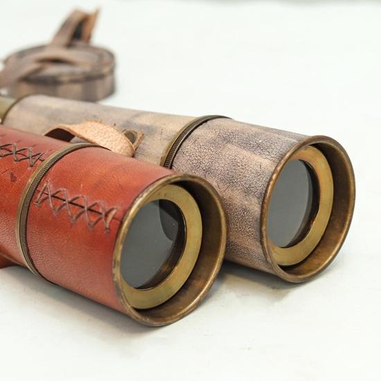 Set of 2 Brass Spyglass Telescope with Leather Cover Strap Nautical Pirate Décor Steampunk Gift Working Monocular Gift 40.64 Cm