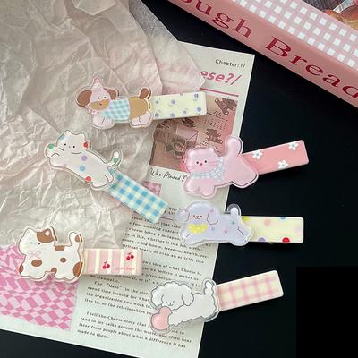 Cartoon Niedlichen Hund Kätzchen Acryl Haar Clip Mädchen Süße Tier Haarnadeln Seite Pony Clip Barrettes Haar Zubehör Geschenke