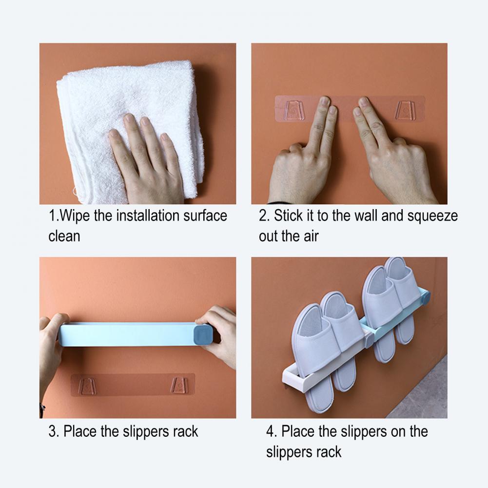 Bathroom Slipper Holder Wall Mounted Storage Rack Slipper Shoes Shelf One Piece Shoe Rack Space Saving Shelf Bathroom Hanging