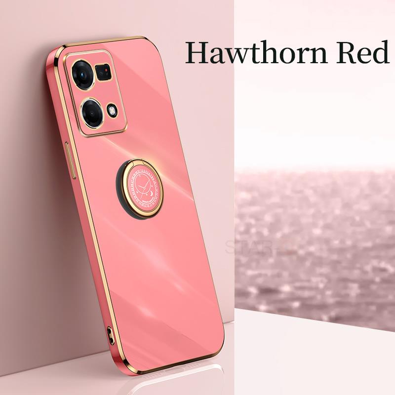 Reno7 Reno8 5 Lite Luxury Plating Ring Holder Case For Oppo Reno 7 8 6 5 Lite 9 Pro 4g 5g Silicone Stand Back Cover Reno5 5lite