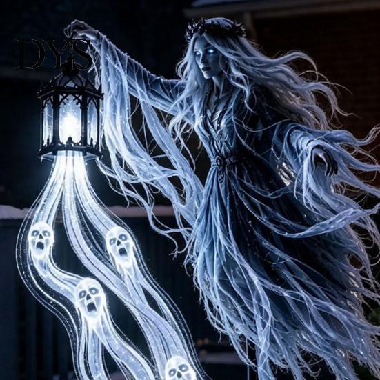 Resin Ghost Stakes for Garden Hand-Held Lantern Ground Lamp, Halloween Style Solar Powered Lighted Waterproof Lamps Lawn Stakes, Decorative Path Light