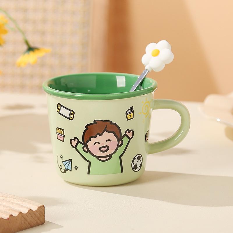 Hrnek pro rodiče a děti, roztomilá sada keramických hrnků, speciální pohár na vodu pro čtyřčlennou rodinu, domácí snídaňový hrnek na mléko pro děti