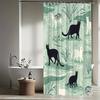 1Pc Animal Shower Curtain Black And White Cat Pattern Bathtub Partition Hanging Cloth Curtain Vivid Natural Landscape Bathroom