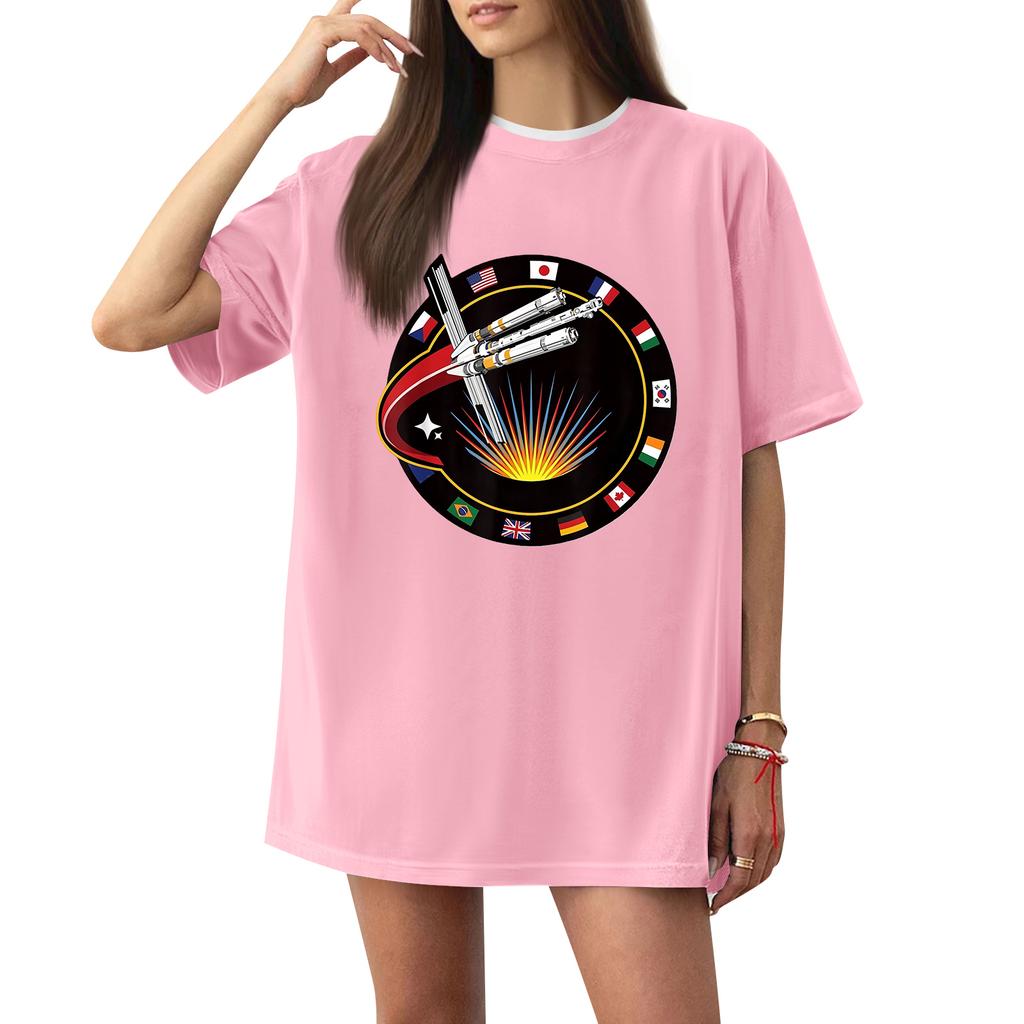 Women's Casual Printed T-Shirt Round Neck Pullover Short Sleeve Top