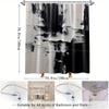 1Pc Abstract Brushstroke Art Shower Curtain - Modern Minimalist Black And White Texture, 70.8X70.8In, 12 Hooks, Contemporary Sty