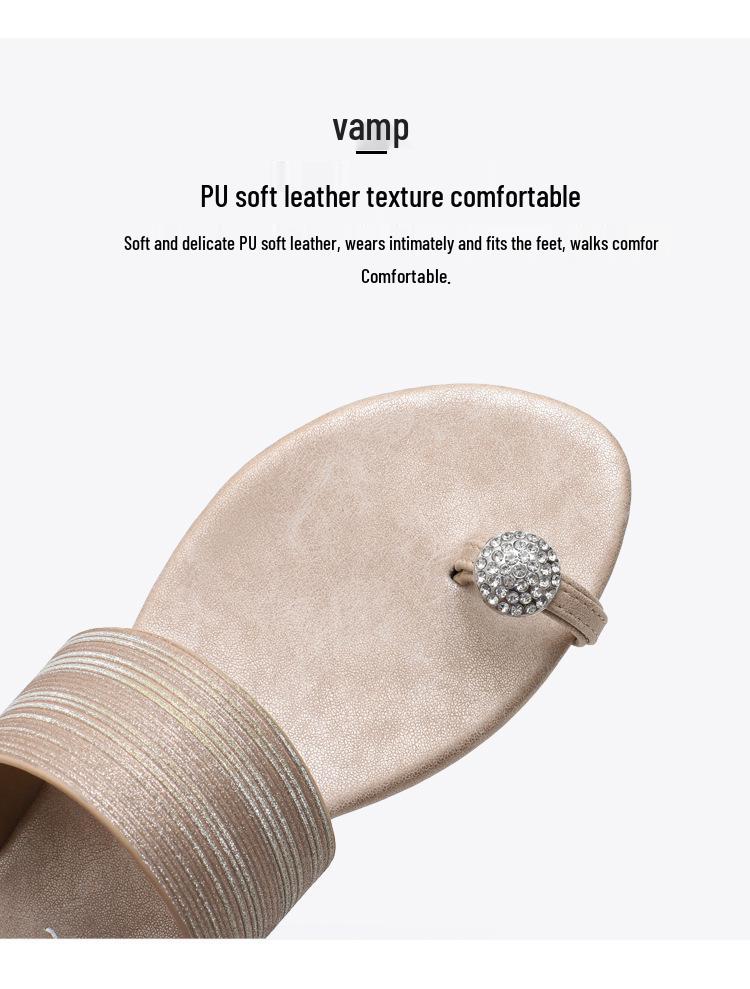 2025 Women's Rhinestone Slides: Comfortable Plus Size Flat Sandals with Soft Sole for Casual Beach Outfits