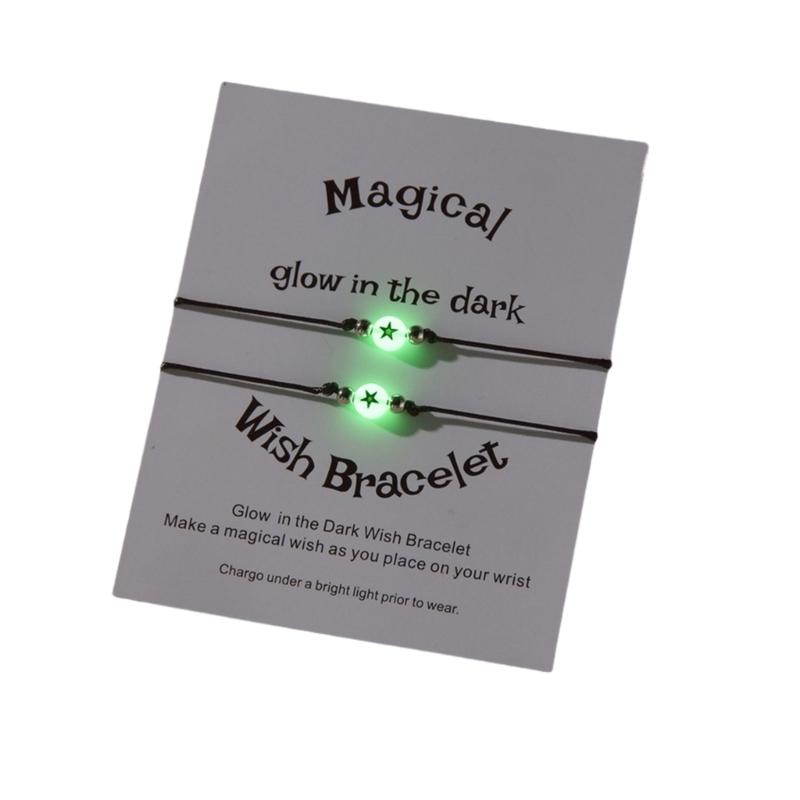 

Набор браслетов из светящихся бусин, водонепроницаемый веревочный браслет, плетеные браслеты, акриловая текстура, идеально подходит для женщин и пар 1