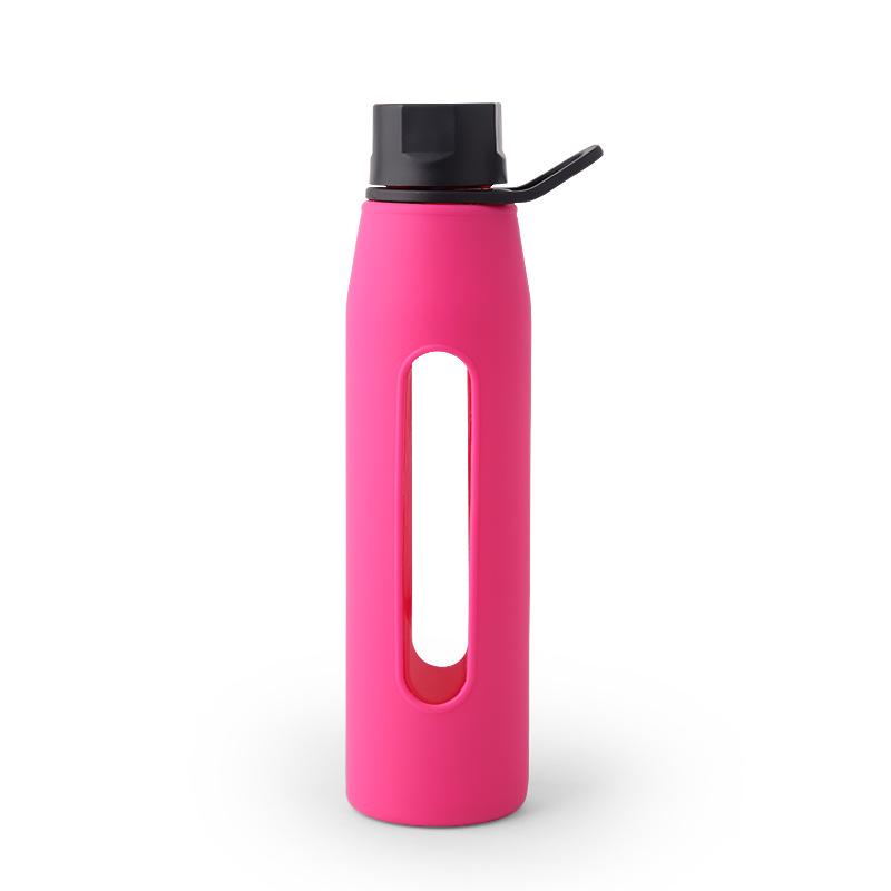 570ml European Glass Cup with Silicone Handle, Portable Insulated Sports Kettle, High Borosilicate Tea Cup 570ml