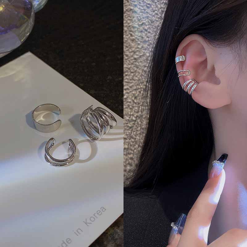 Simple Design Gold Clip Earrings for Women Non-Piercing Puck Rock Fake Cartilage Ear Cuff Trendy Jewerly