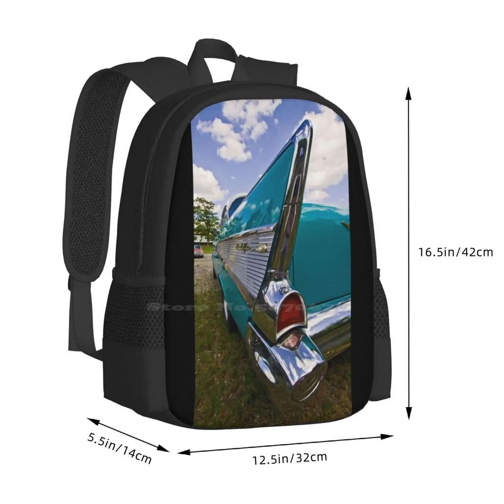 1957 Belair Tail Fin Hot Sale Backpack Fashion Bags 1957 Belair Bel Air Classic Car Tail Fin Chrome Vintage