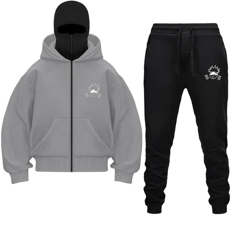 Jujutsu Kaisen Anime Hoodies Set Integrierter doppellagiger warmer Windschutz mit Reißverschluss Hoodie Y2k Vintage Sweatshirt Streetwear