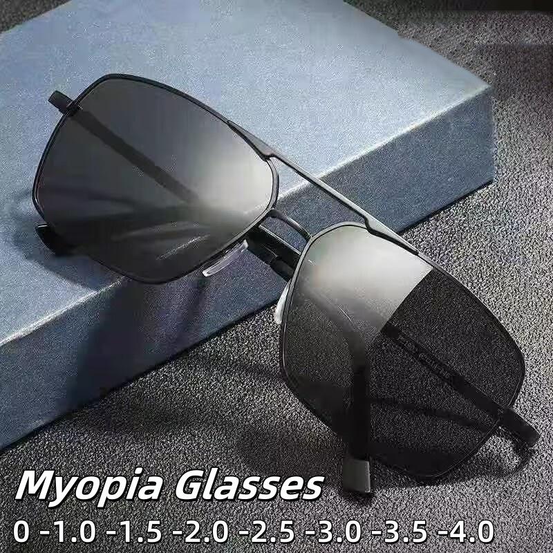 Gafas de Moda para Hombre de Montura Grande Polarizadas para Miopía Conducción Antideslumbramiento Alta Definición Conducción UV400 Gafas de Sol Dioptría Hasta -4.0