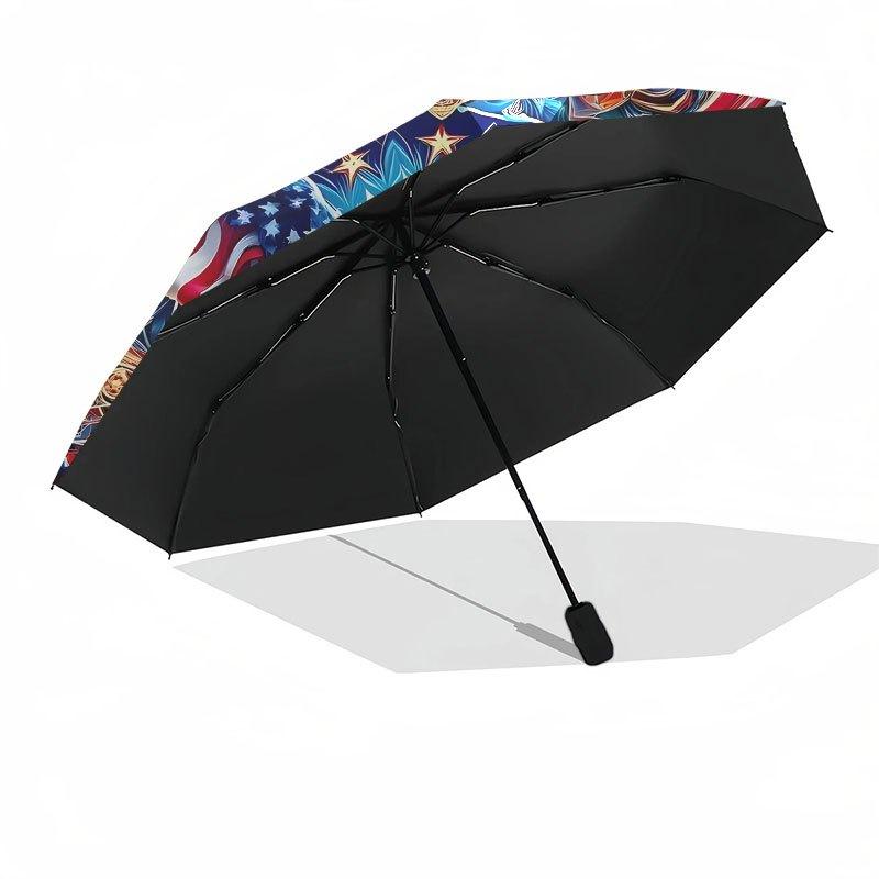 American Pride Eagle Flag Ornament Decorative Circle Wall ArtUmbrella with Cute Design,Portable 3-Fold Compact Umbrella for Men&Women,Valent