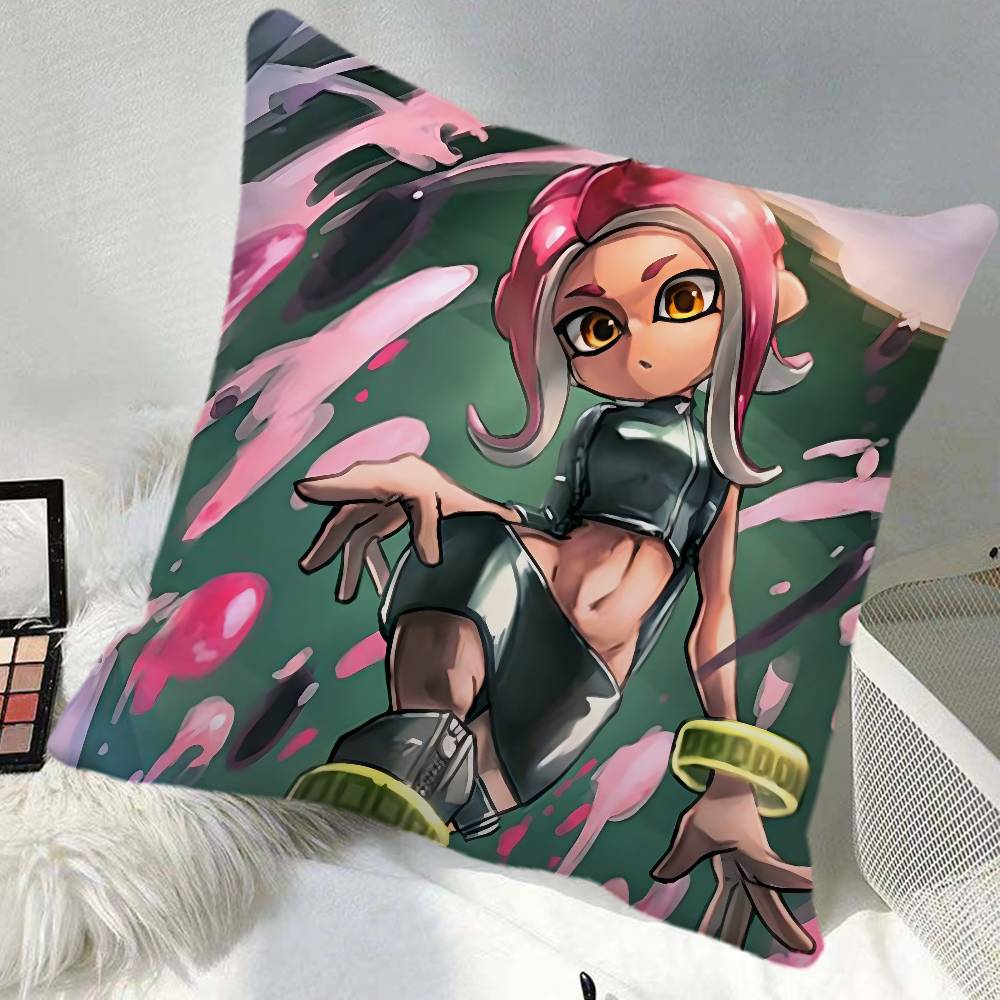 SSplatoon  Video Game Splatoon Pillow Case Square Pillow Bedroom Sofa Leisure Comfort Cushion Car Home Decoration