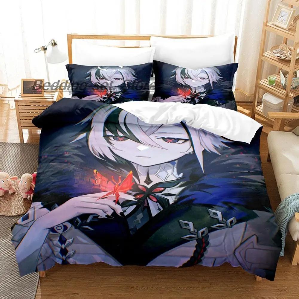 

Comfortable SkinFriendly New Genshin Impact Arlecchino Size Bed Aldult Kid Bedroom Duvetcover Sets Game Anime Single Twin Full Queen King Quilt Comforter (quilt)-EU Single(135*200cm)3pcs
