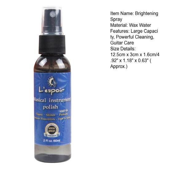 60ML Guitar Brightening Spray Restore Gloss Long Lasting Effective Large Capacity Anti-oxidation Cleaning Guitar Care Musical Instrument Panel Cleaner