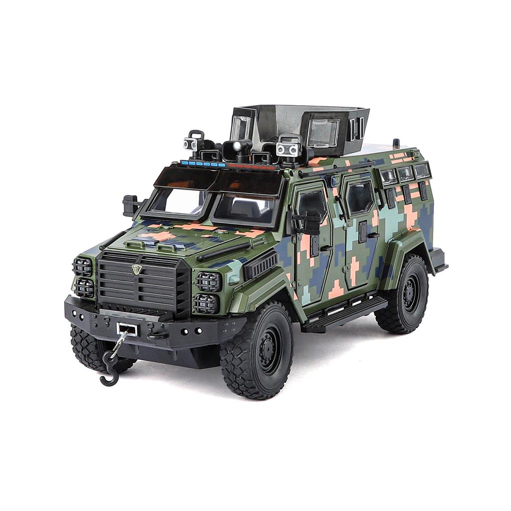 1/24 Sabre-toothed Tiger Explosion-proof Police Car Model Sound and Light Armored Vehicle Model Boy Birthday Gift Halloween Toys