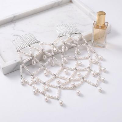 Luxury Beaded Headpiece Boho Pearl Hair Chain Vintage Wedding Hair Comb  Bridal Wear
