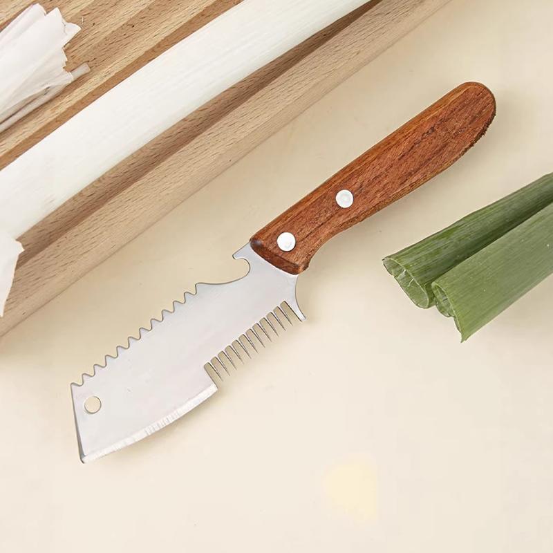 Stainless Steel Knife Head for Cutting Scallions Strips Ergonomic Handle Kitchen Tool for Convenient Cooking in Households