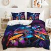Butterfly Mushroom Flower Digital Printing Duvet Set Three-Piece Bedding Set