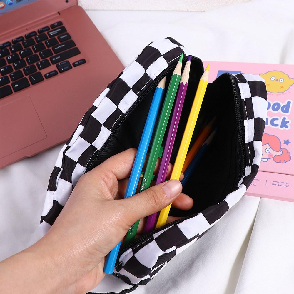 School Supplies Cosmetics Storage Pencil Pouch Desktop Organizer Plaid Pencil Bag Pencil Case