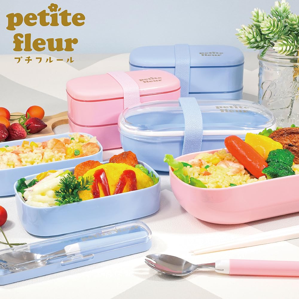 Petit Fleur Men's Oval 2-Tier Lunch Container, 800ml, Blue, 03052