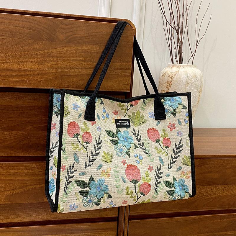 Summer small fresh floral tote bag women's 2025 fashion new product shoulder underarm bag tote bag