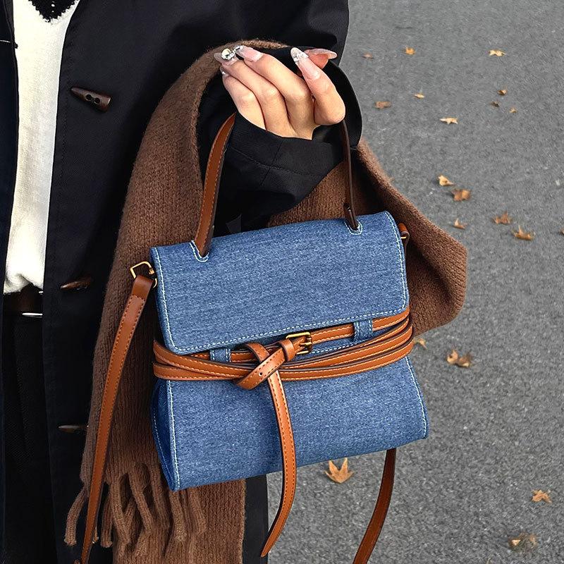 Personalized denim handbag fashionable versatile niche design women's messenger bag