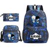 3 Piece School Backpack Set for Students Large Capacity Oxford Cloth Schoolbag with Shoulder Strap and Pencil Case