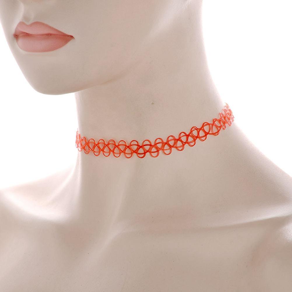 12pcs Hot Sale Vintage Chokers Necklaces For Women Stretch Tattoo Necklaces Elastic Chocker Simple Trendy Girls Short Pendant