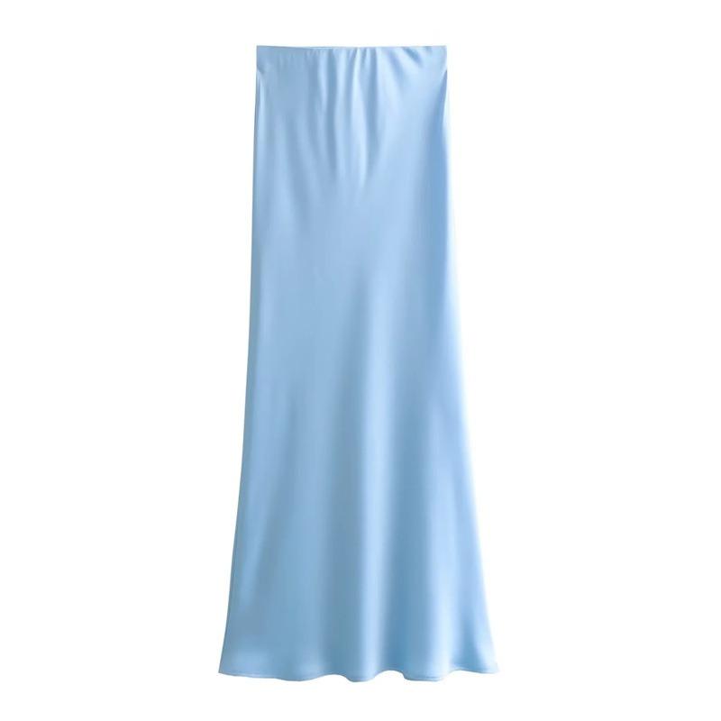 Sommer Neue Mode Hohe Taille frauen Satin Röcke Elegante Solide EINE Linie Lose Lange Rock für Frauen Vintage Slim Fit büro Damen Rock 25959