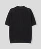 BLACK MOMENT Minimal Waffle Collar Knit Short Sleeve Tee [Black]