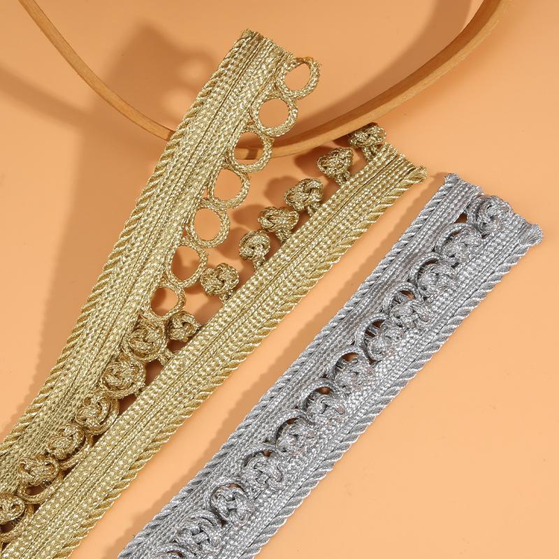 1Yard Handmade Gold Cord Patch Baroque Decorative Trim Appliques Sew on Patches for Clothing Clothes Applique