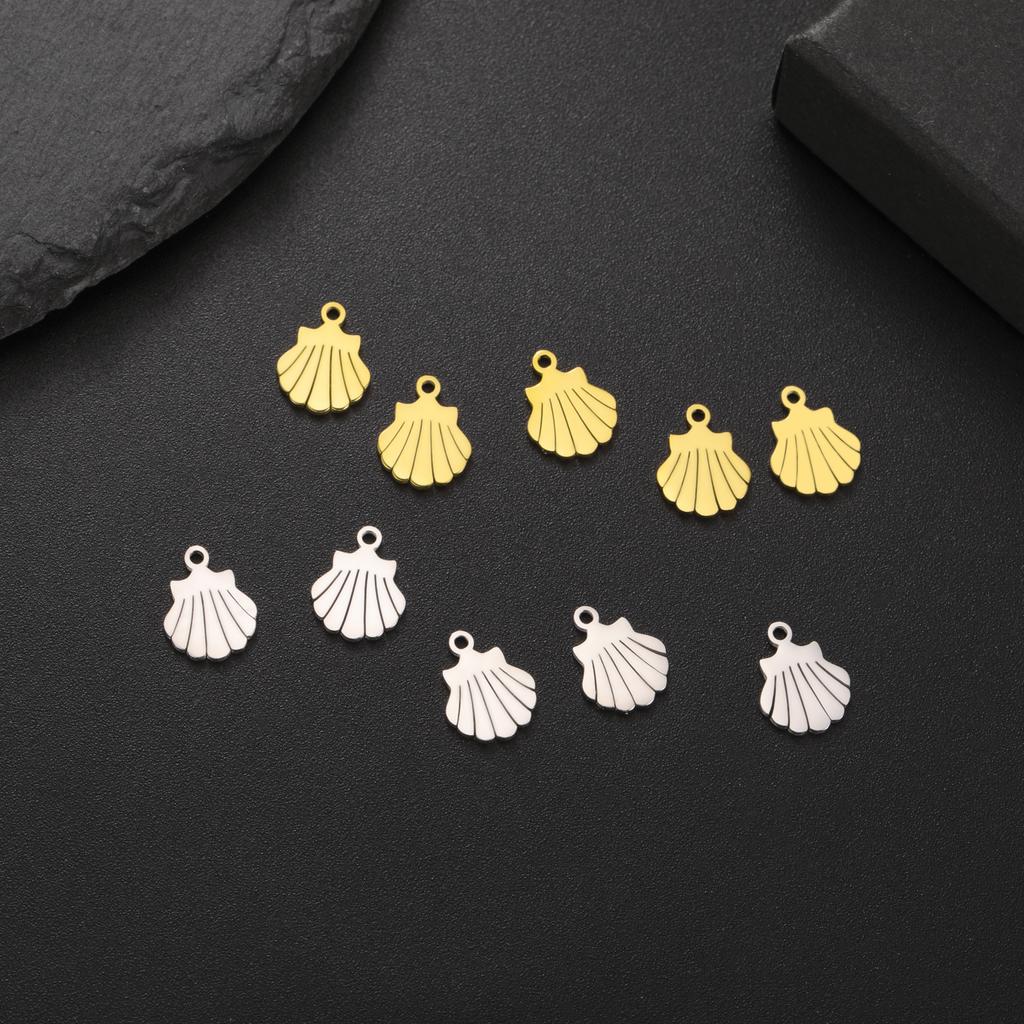 5pcs Shell Charms for Jewelry Making Stainless Steel Gold Pendant for Earring Necklace Bracelet Beach Accessory