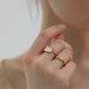 French Light Luxury Temperament White Fritillary Square Open Ring Women's Niche Design Does Not Fade Advanced Index Finger Ring