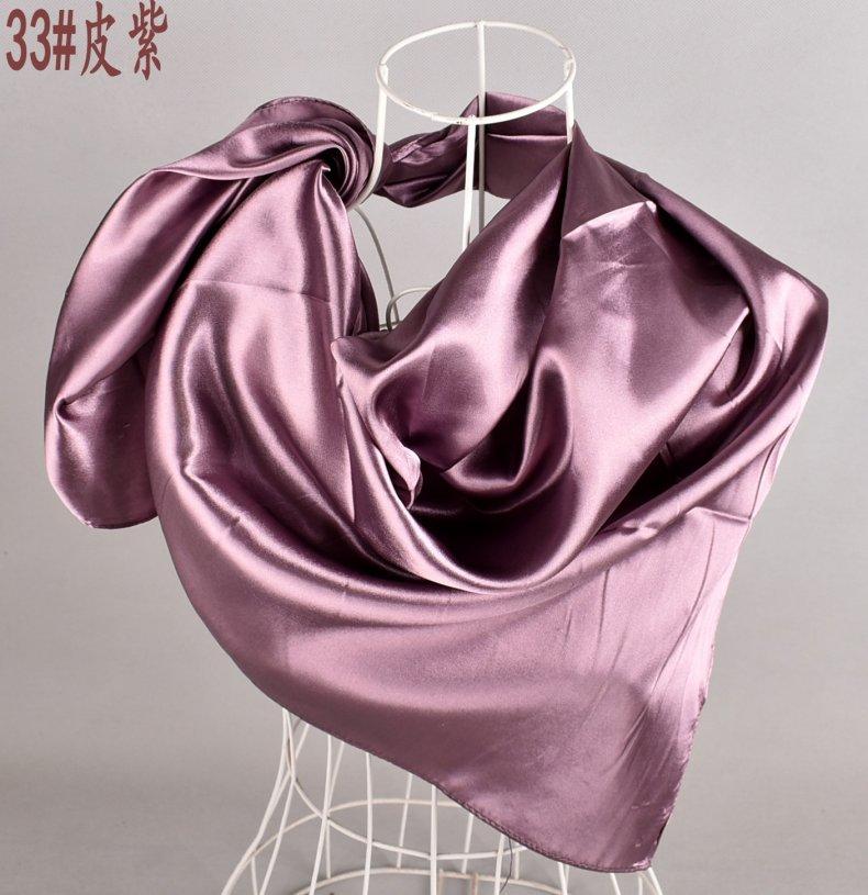Solid Color Silk Scarf Square 90*90 Headscarf Foulard Satin Bandana Cheveux Neckerchief Hijab Accessoires For Woman Hair Scarf