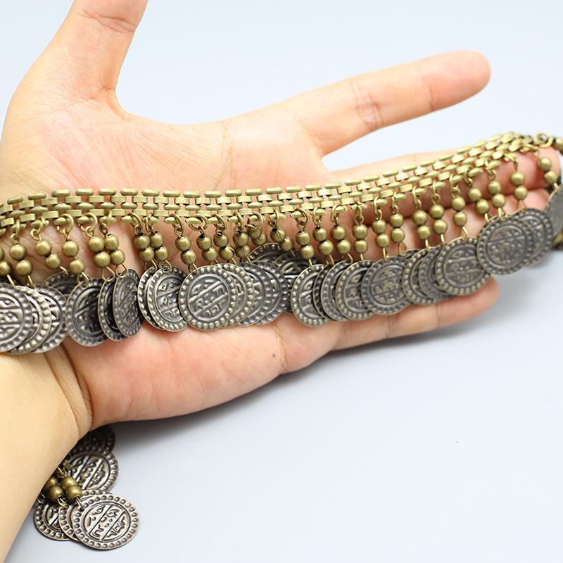 Gold-Plated Ethnic Metal Lace Waist Chain for Belly Dance Skirt