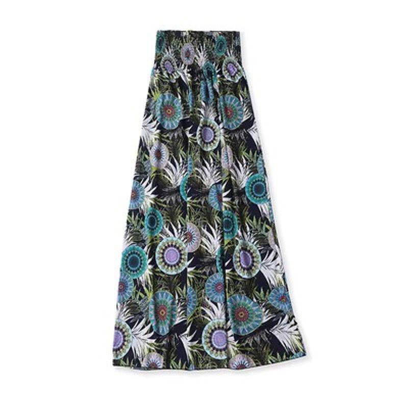 

F32 Export Women s Korean-Style Slim-Fit Dress Black background green white flowers M/L