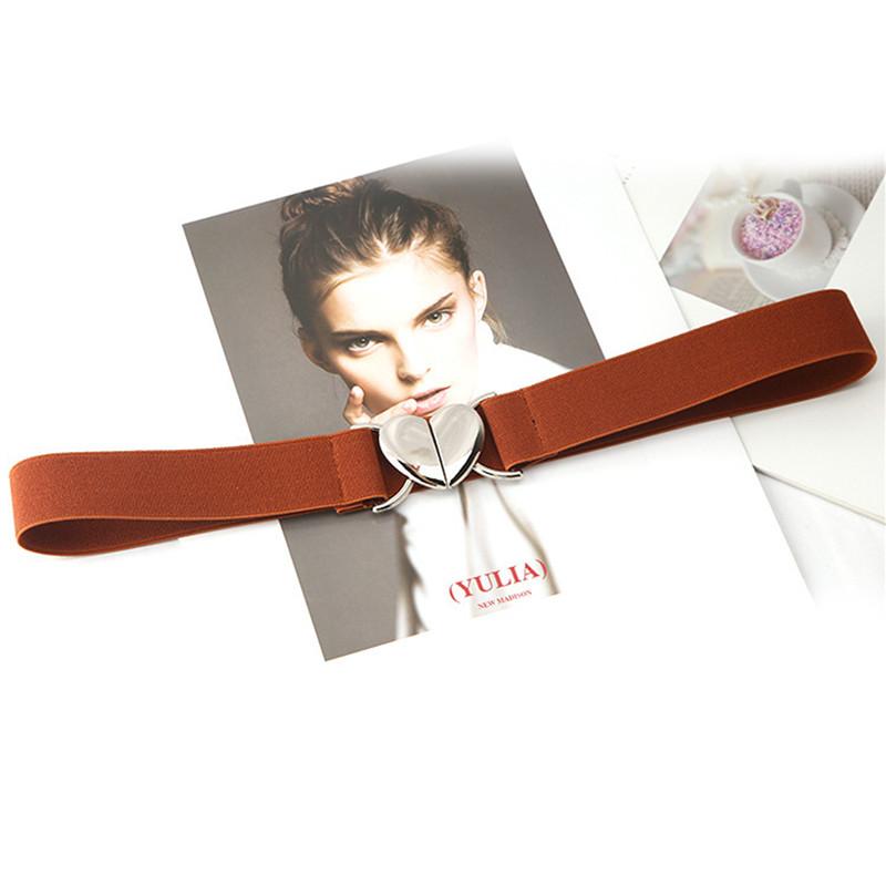 Women Elastic Belts Love Heart Metal Buckle Waist Dress Coat Sweater Decorative Elegant Exquisite Waistband Accessories