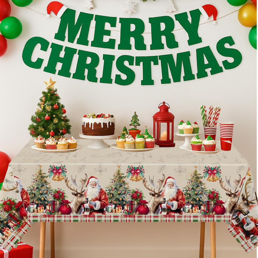 Christmas Snowflake Plastic Tablecloth Merry Christmas Decorations for Home 2025 Navidad Natal Xmas Table Ornament New Year 2026