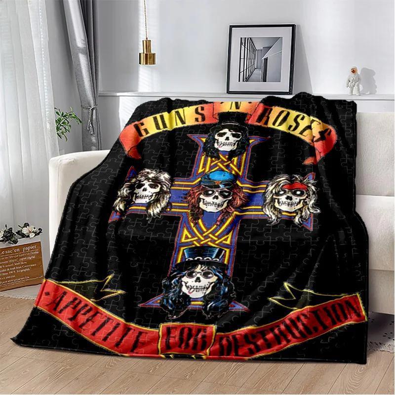 

Guns N Roses Hard Rock Band Blanket,Soft Throw Blanket for Home Bedroom Bed Sofa Picnic Travel Office Rest Cover Blanket Kids 100X150CM