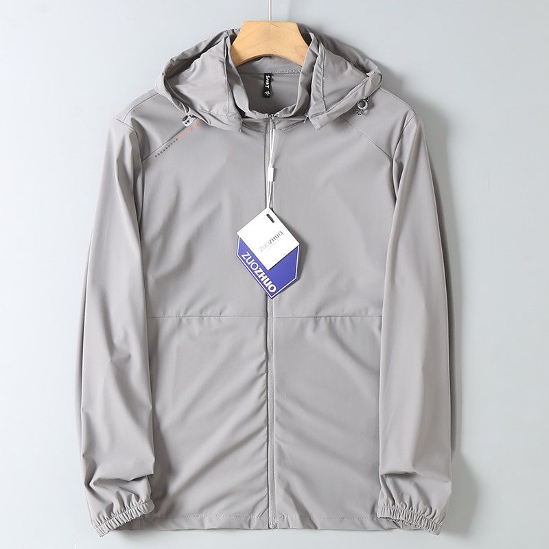 Foreign Trade Cut-Label Silky Milk Silk Upf50+ Summer Outdoor Sports Hooded High-Elastic Ice Silk Jacket Sun Protection Clothing for Men