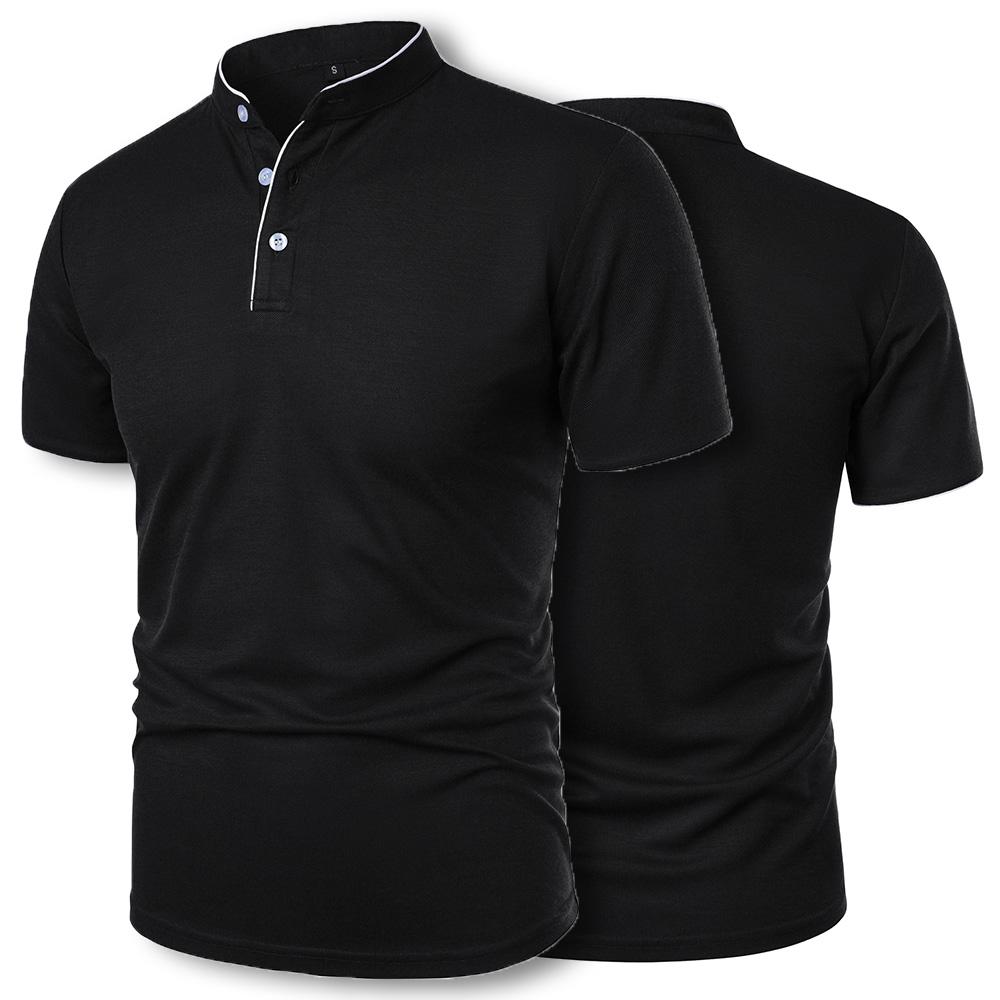 

Мужская рубашка Henrey, облегающая, повседневная, с застежкой на пуговицы, однотонная, с короткими рукавами, поло XXL чёрный