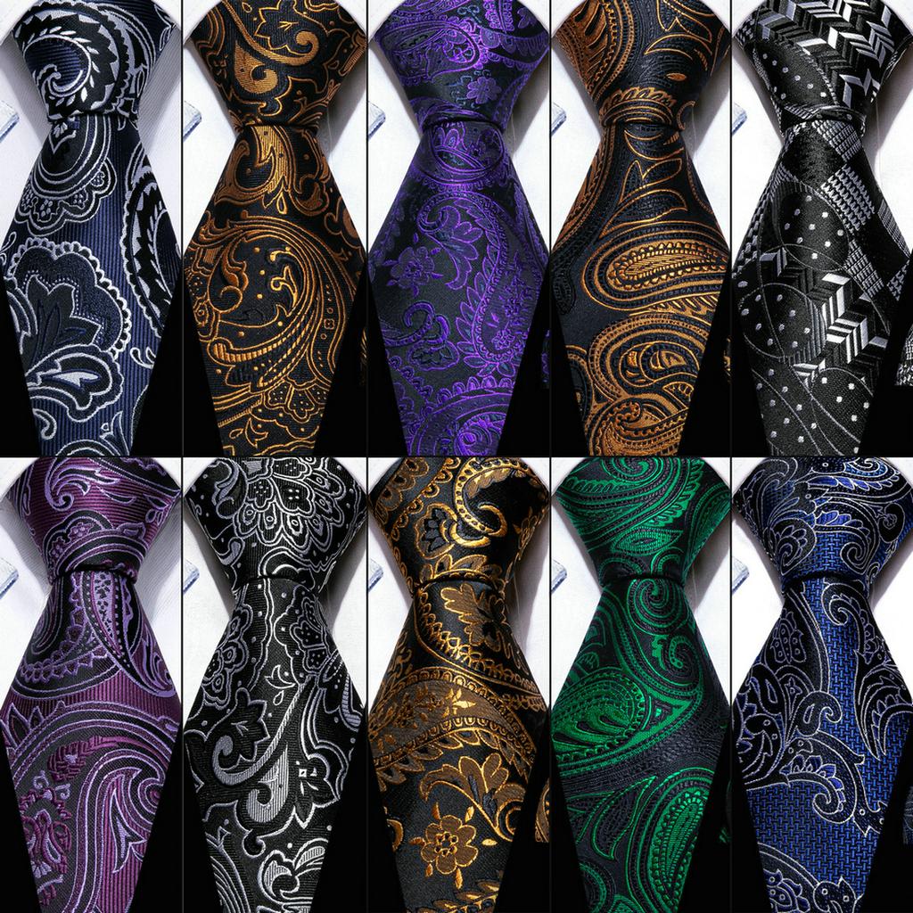 Barry.Wang Lot De 4 Ascot Cravate + Boutons De Manchette Carrés Motif Cachemire Floral Pour Homme