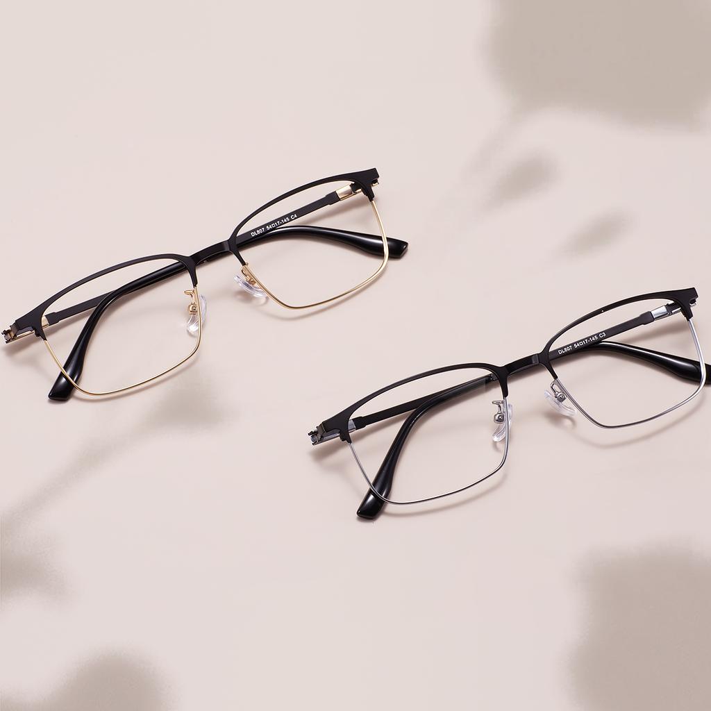Men Metal Large Full Rim Rectangle Clear Eyeglasses Frame With Distinctive And Timeless Design For Optical Prescription Lens