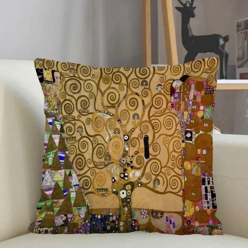 Klimt Pillow Cover Polyester Printed Art Cushion Case Sofa Home Decor Xcm Bedroom Living Room Throw Pillowcase Gift