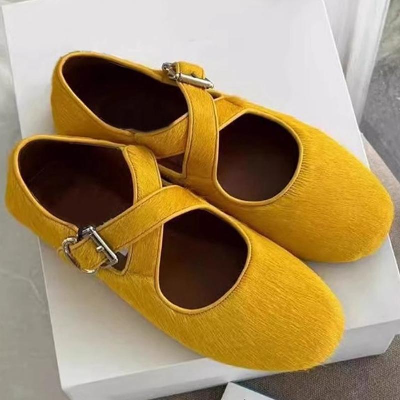 Fashion Fashion Cross Tied Round Toe Flat Sandals Satin Buckle Ballet Flats Women Simple Comfortable Slip Resistant Mary Jane Women Shoe